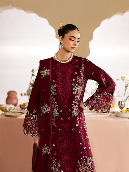 MAHNUR LUXURY WINTER EMBROIDERED 3 PC SUIT WITH EMBROIDERED SHAWL