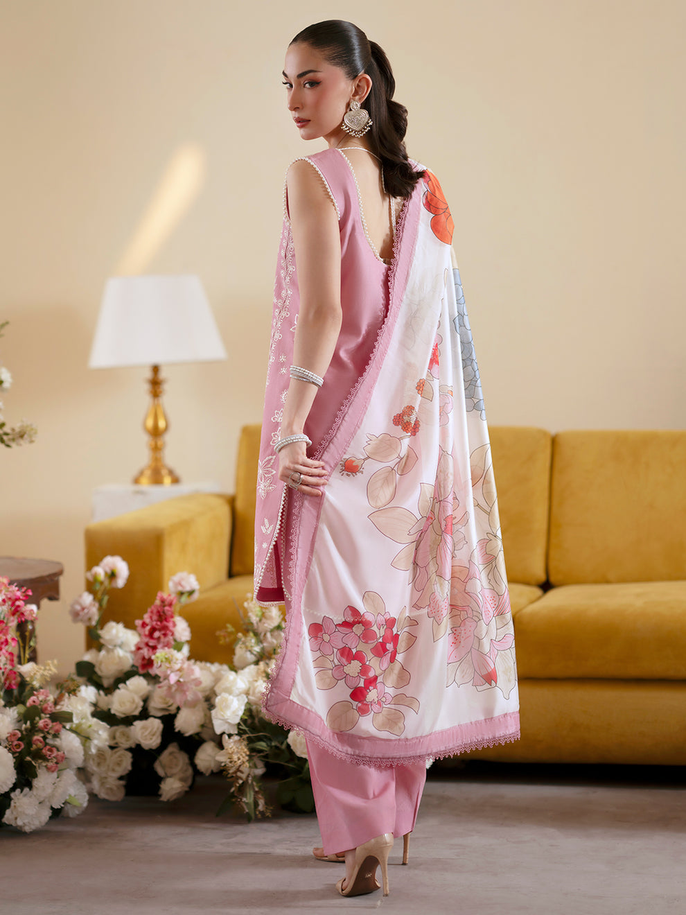 MAHNUR ORIGINAL LAWN BY EMBER 3 PC WITH SOFT SILK DUPATA