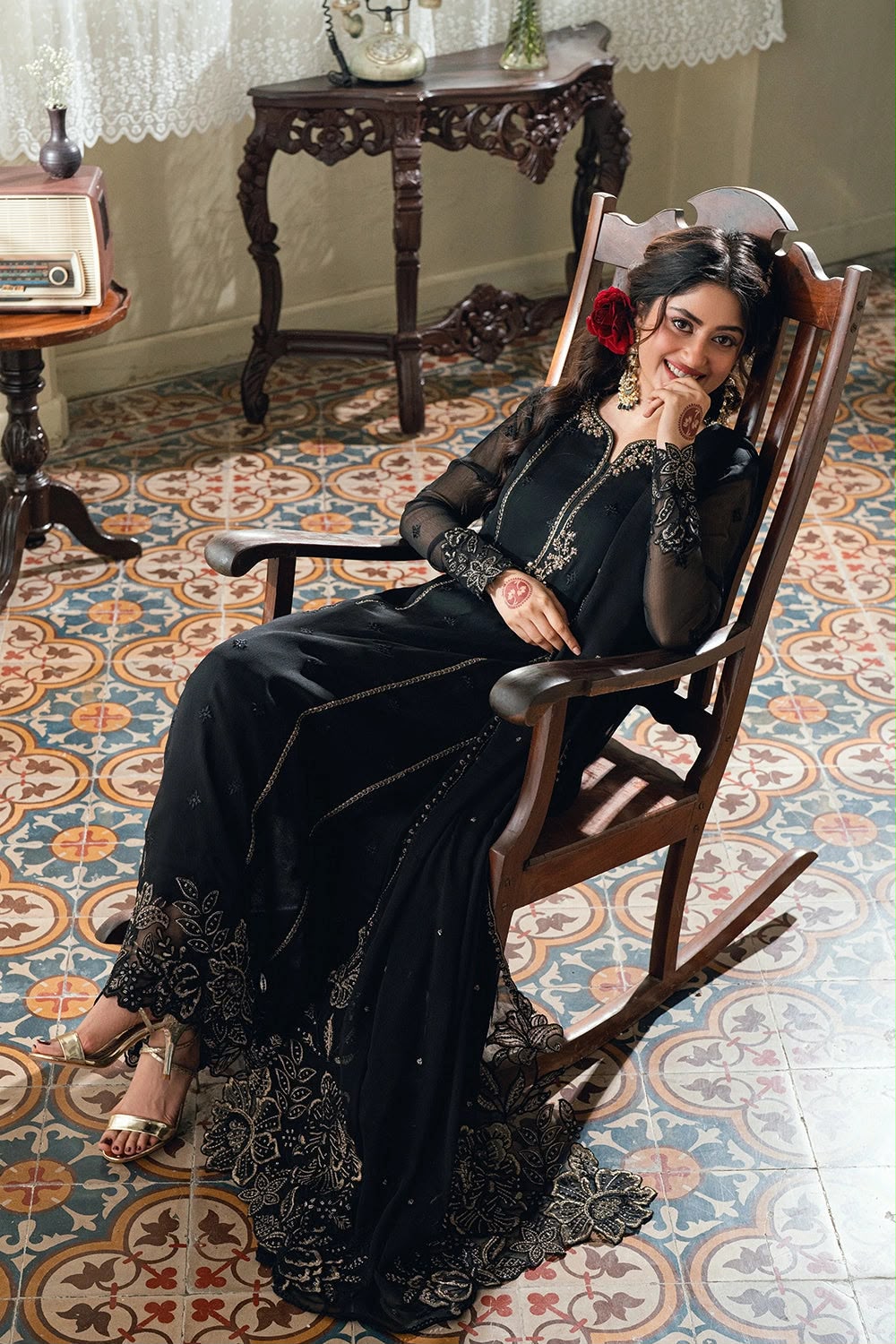 AZURE EMBROIDERED 3 PC SUIT WITH READY EMBROIDERED DUPPATA