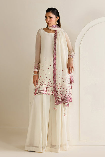 JAZMIN CHIFFON EMBROIDERED 3 PC SUIT WITH EMBROIDERED DUPPATA