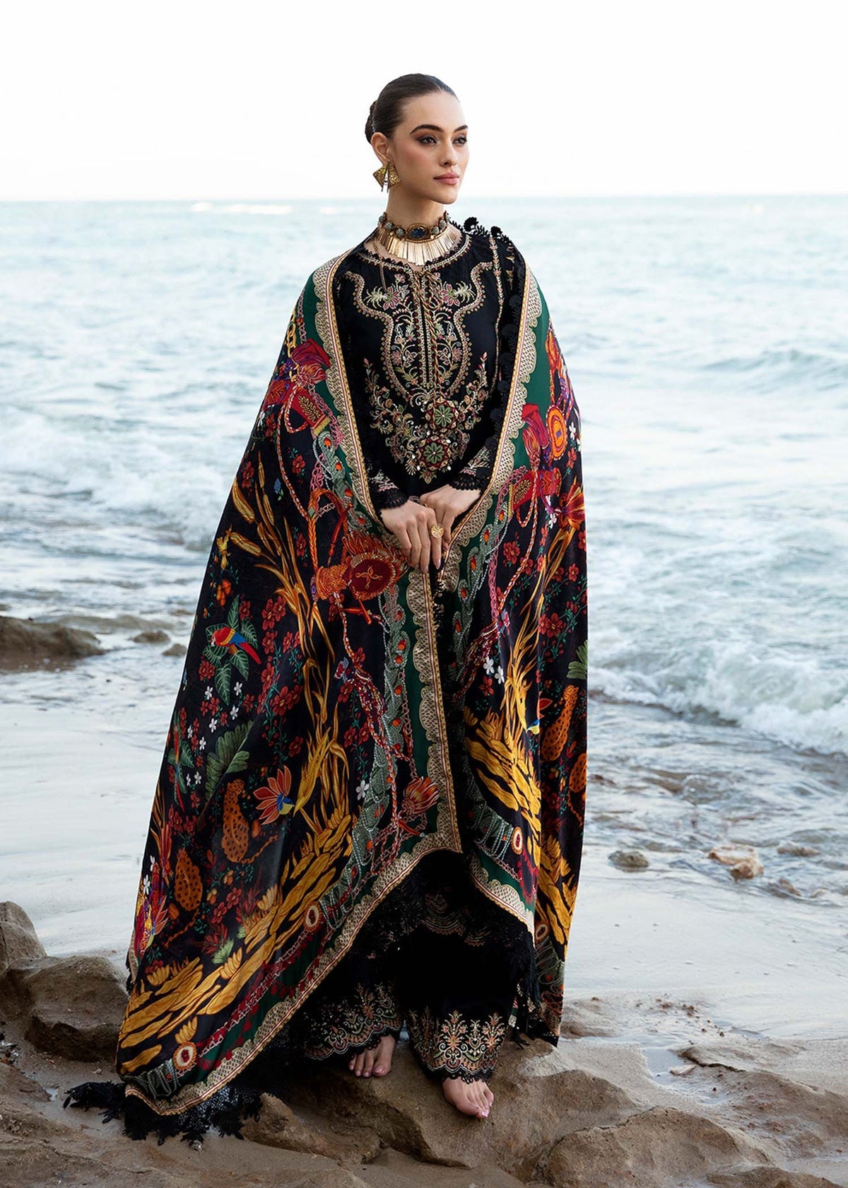 KANWAL MALIK DESIGNER LAWN 3 PC SUIT WITH EMBROIDERED DUPPATA