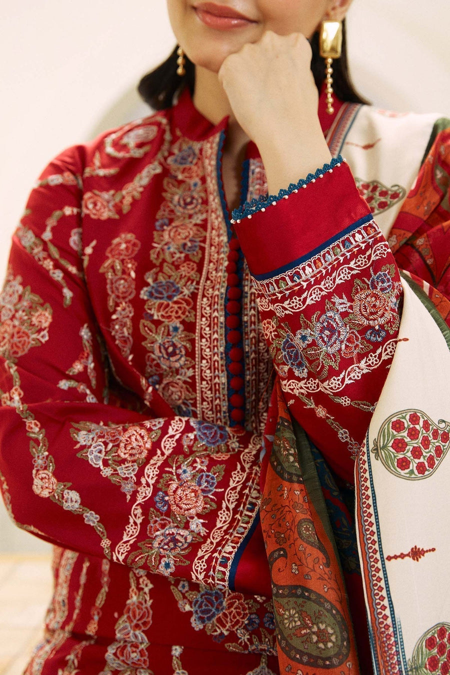 ZARA SHAH JHAN PREMIUM WINTER EMBROIDERED 3 PC SUIT WITH SOFT DUPPATA