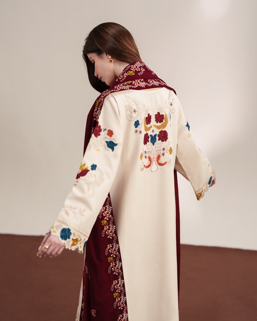 ZAIB PREMIUM WINTER EMBROIDERED 3 PC SUIT WITH EMBROIDERED SHAWL
