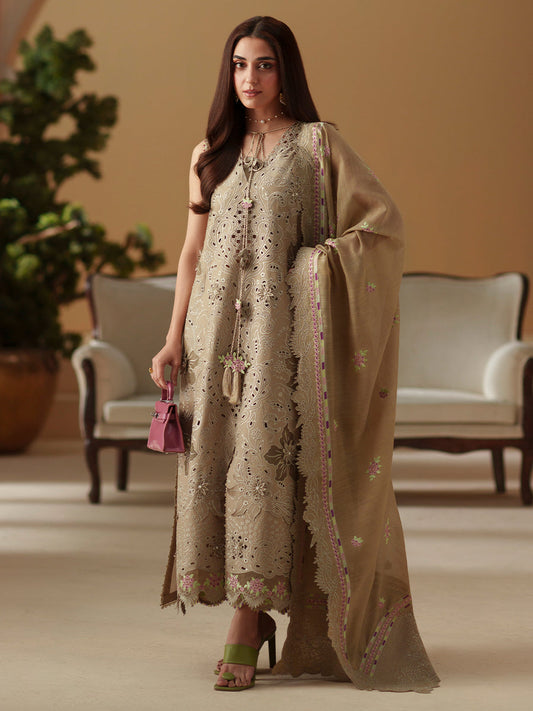 BIN ILYAS LUXURY LAWN EMBROIDERED 3 PC WITH EMBROIDERED DUPPATA