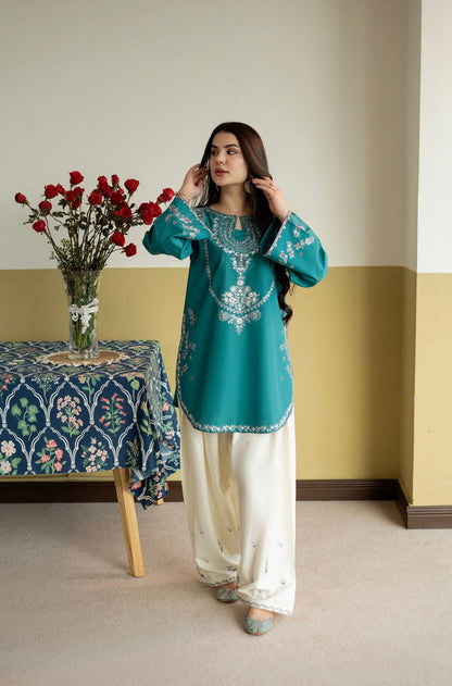 URGE LAWN 2 PC EMBROIDERD SHIRT WITH EMBROIDERED TROUSER