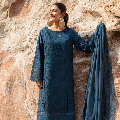 MAHNUR LUXURY LAWN EMBROIDERED 3 PC WITH EMBROIDERED DUPPATA