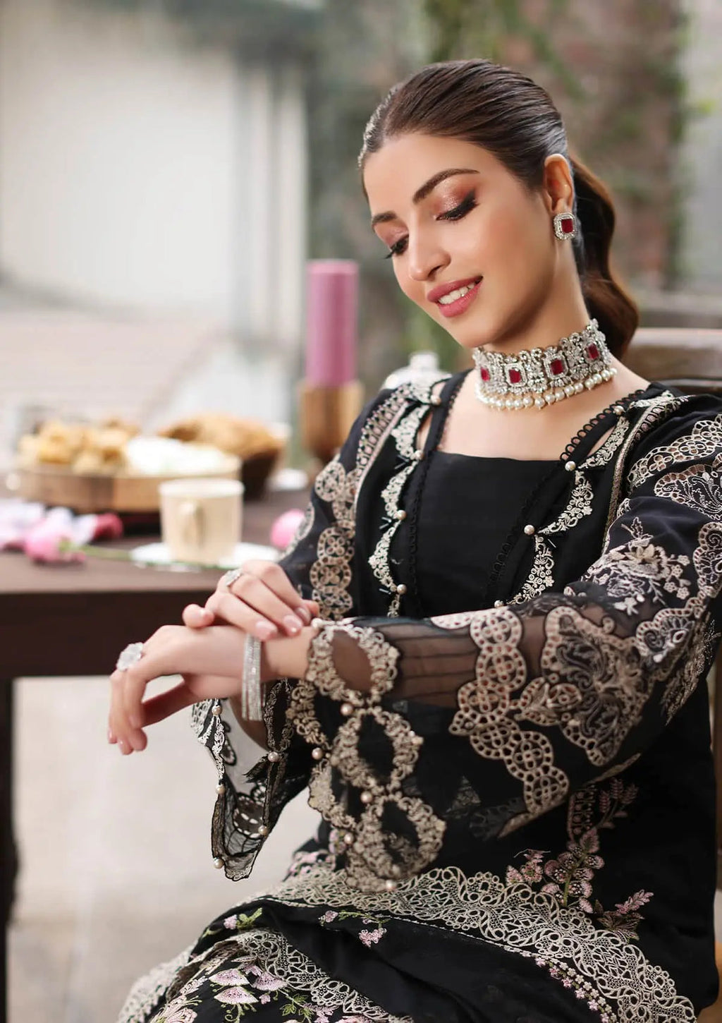 Maria B Lawn 3 PC                        With Ready to wear Dupatta