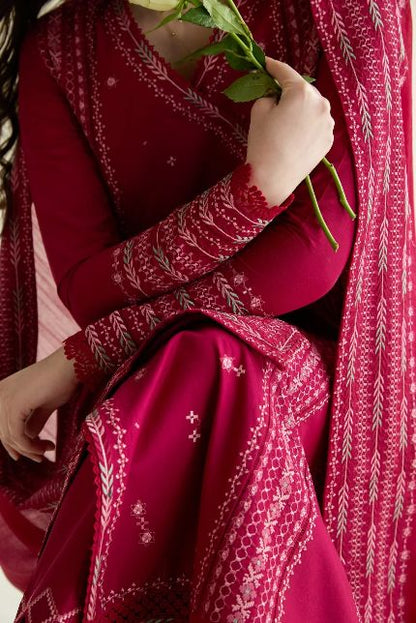 ZAIB 3PC LAWN EMBROIDERED SHIRT WITH EMBROIDERED DUPATTA AND TROUSER