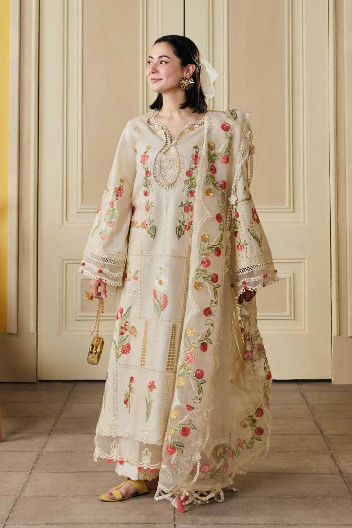 MARYAM HUSSAIN LAWN 3 PC WITH EMBROIDERED DUPPATA