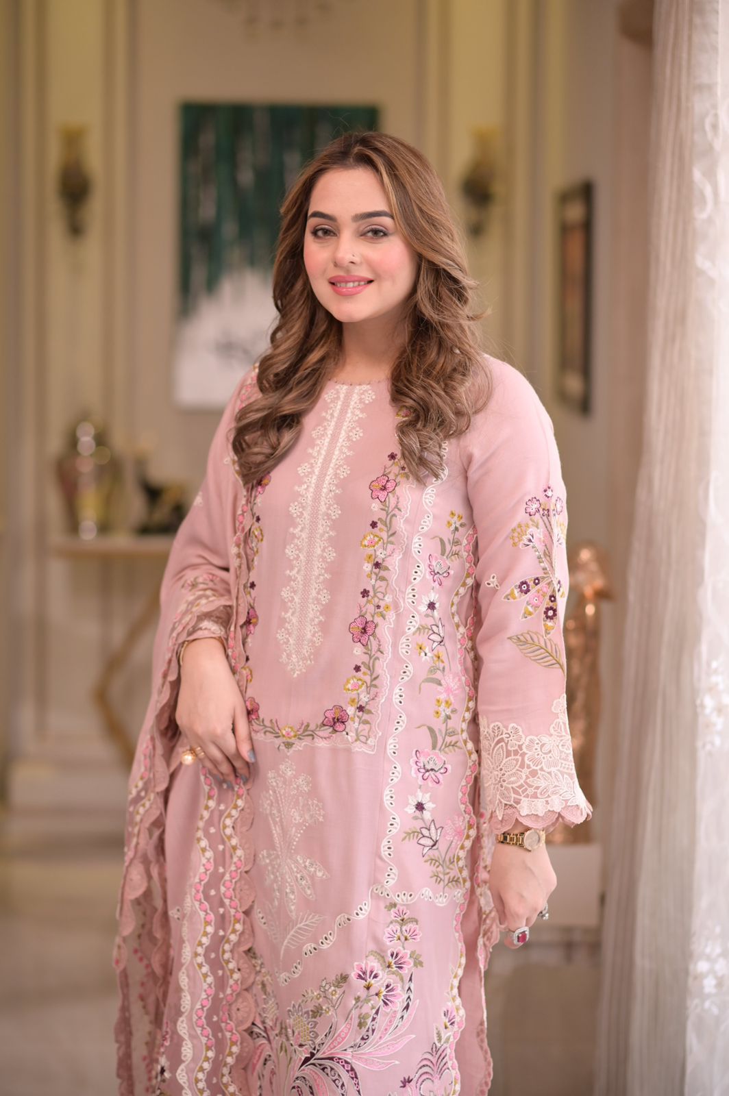 Aneelas 3 PC Lawn Embroidered With Ready to Wear Dupatta