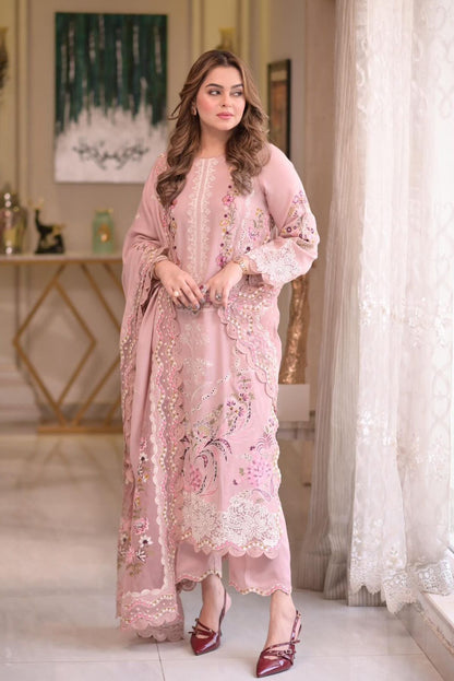 Aneelas 3 PC Lawn Embroidered With Ready to Wear Dupatta