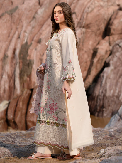 MAHNUR LAWN LUXURY EMBROIDERED 3 PC WITH READY TO WEAR DUPATTA