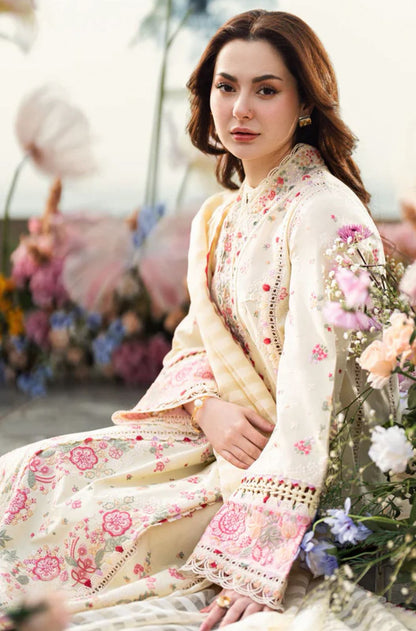 QALAMKAR LUXURY LAWN EMBROIDERED 3 PC WITH EMBROIDERED DUPATTA