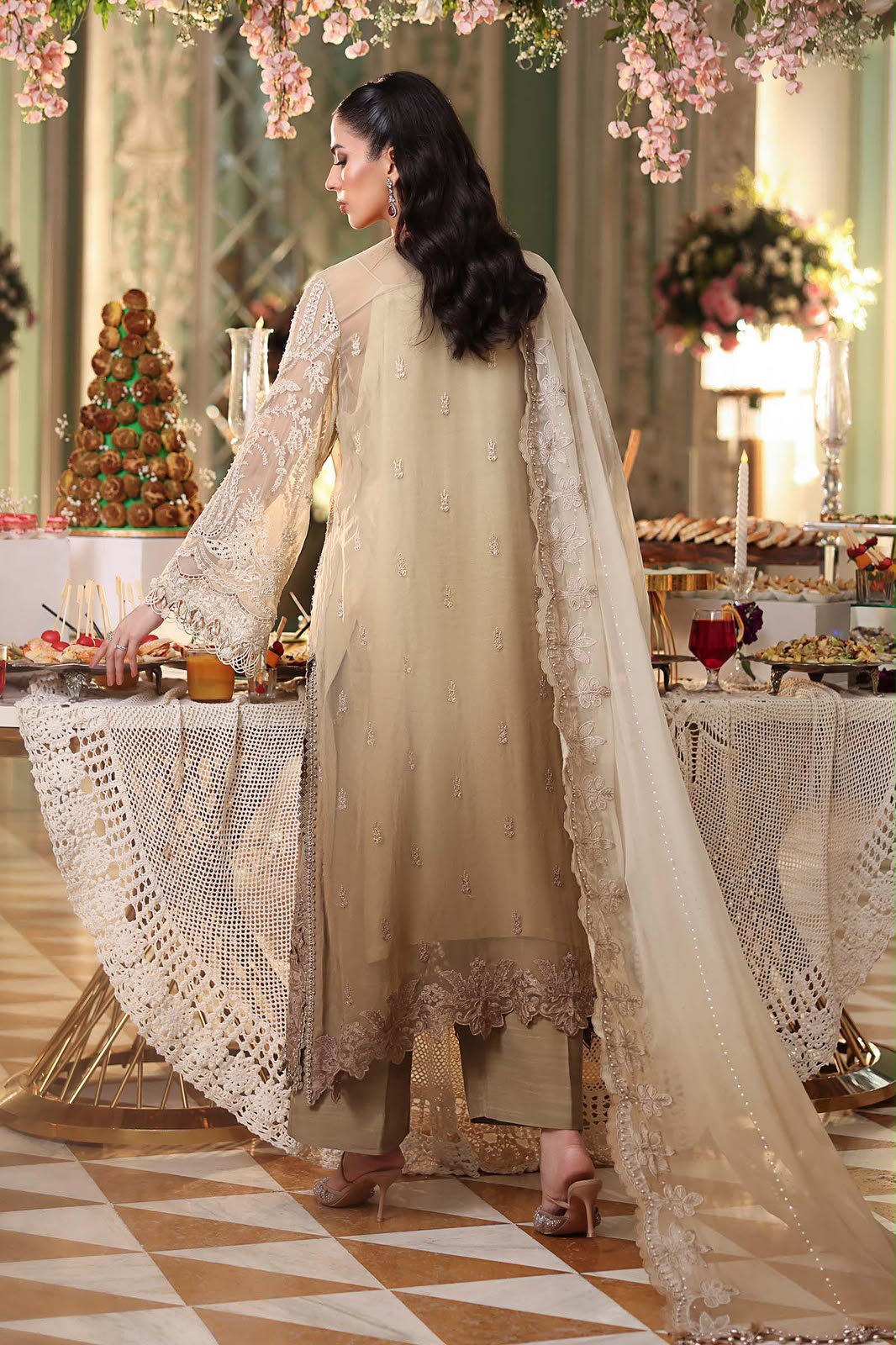 MARIA B CHIFFON EMBROIDERED 3 PC WITH EMBROIDERED DUPPTA