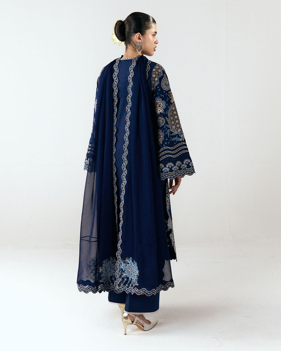 HUSSAIN REHAR WINTER EMBROIDERED 3 PC SUIT WITH EMBROIDERED SHAWL
