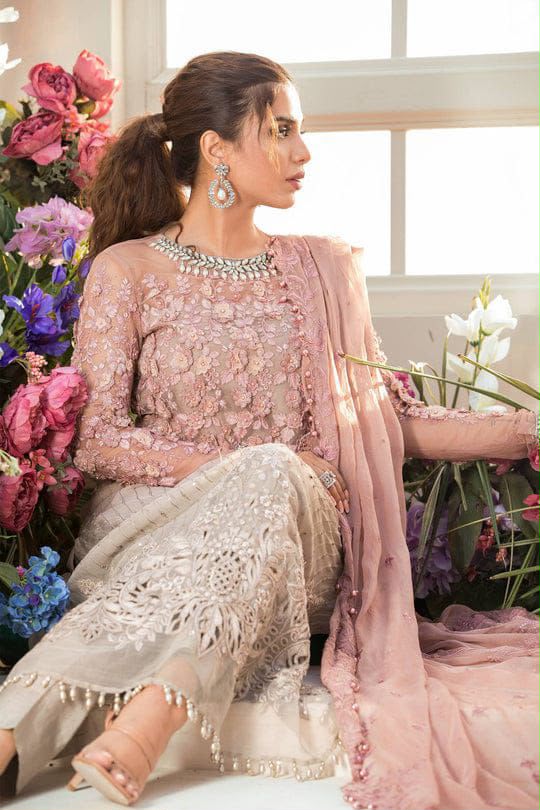 MARIA B LUXURY EMBROIDERED 3 PC CHIFFON SUIT WITH EMBROIDERED DUPPATA