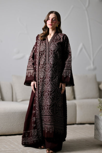ZAIB LUXURY WINTER KARANDI  EMBROIDERED 3 PC SUIT WITH EMBR SHAWL