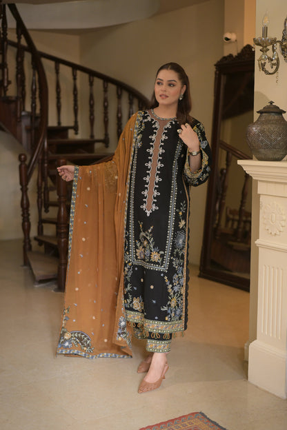ANEELAS WINTER EMBROIDERED 3 PC SUIT WITH EMBROIDERED SHAWL