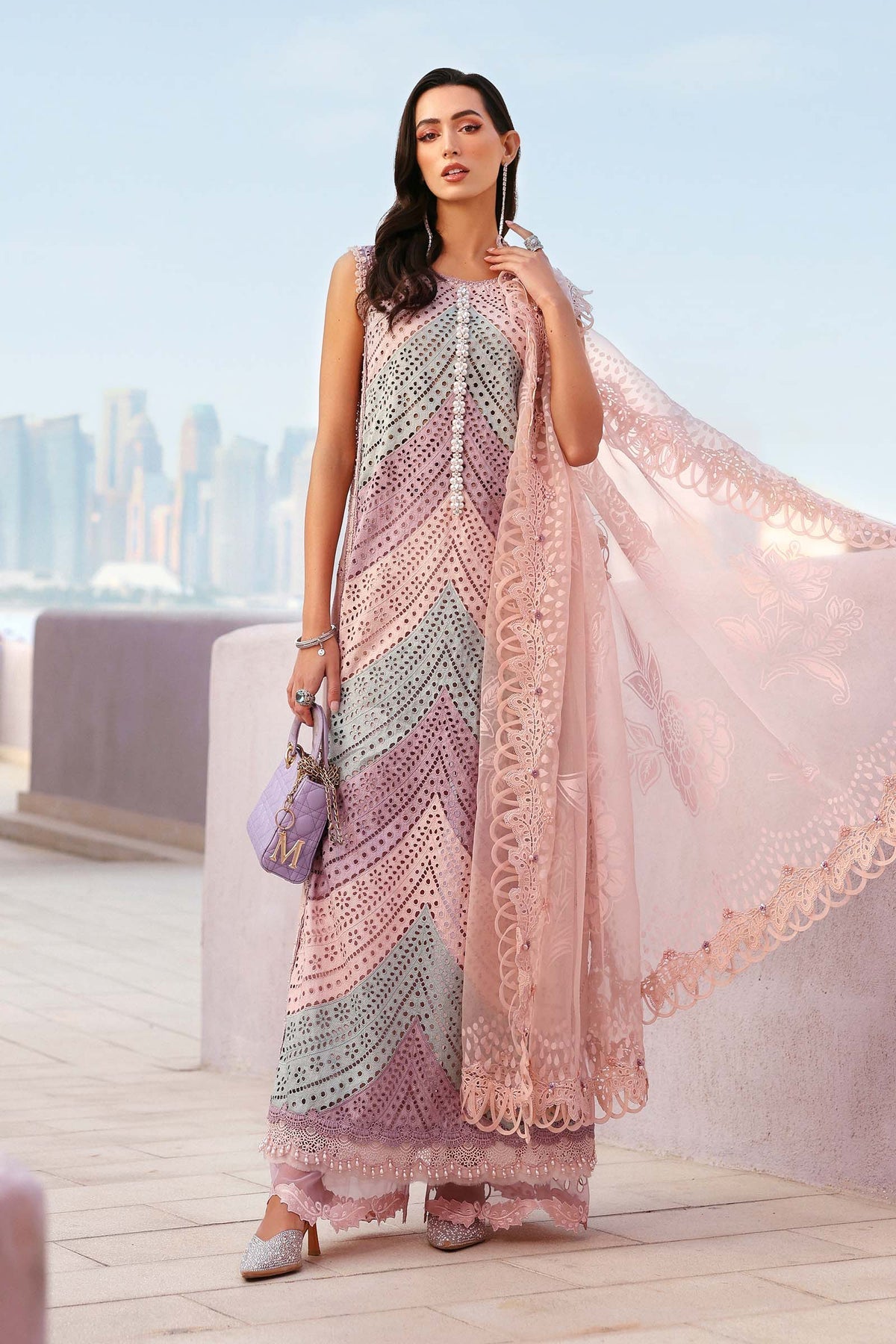 MARIA B LUXURY LAWN EMBROIDERED 3 PC WITH EMBROIDERED DUPATTA