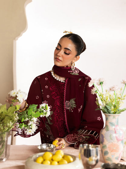 MAHNUR LUXURY WINTER EMBROIDERED 3 PC SUIT WITH EMBROIDERED SHAWL