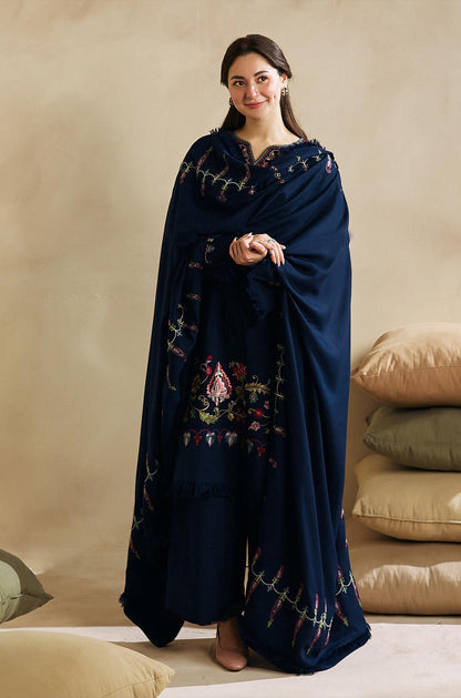 ZARA SHAH JHAN PREMIUM WINTER EMBROIDERED 3 PC SUIT WITH EMBROIDERED SHAWL
