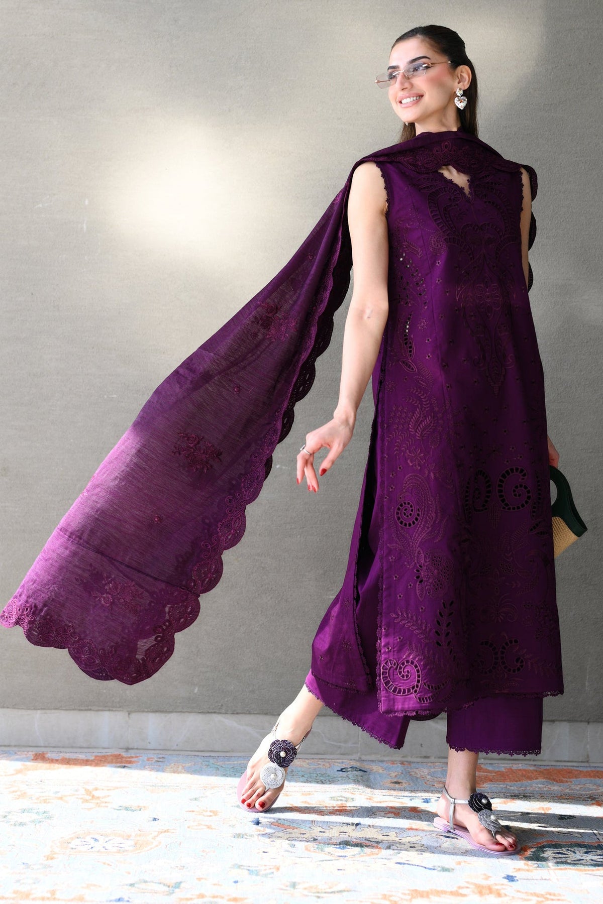 ZAIB 3PC LAWN EMBROIDERED SUIT WITH READY TO WEAR EMBROIDERED DUPATTA