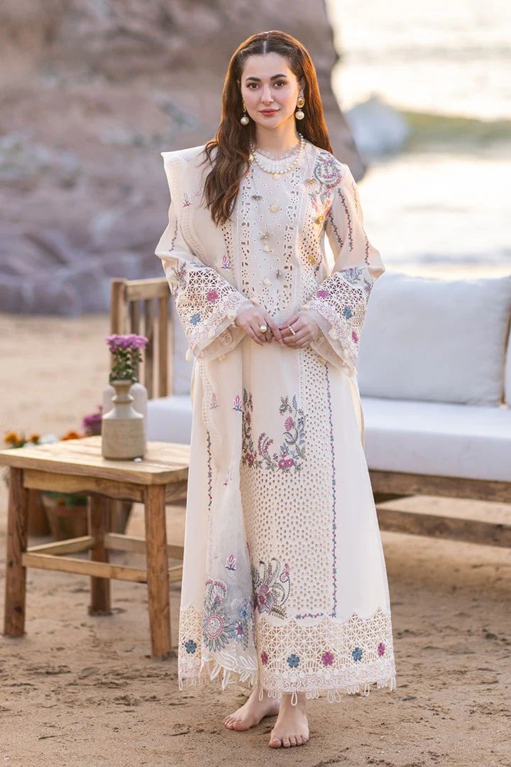 QALAMKAR LUXURY LAWN 3 PC WITH EMBROIDERED DUPATA
