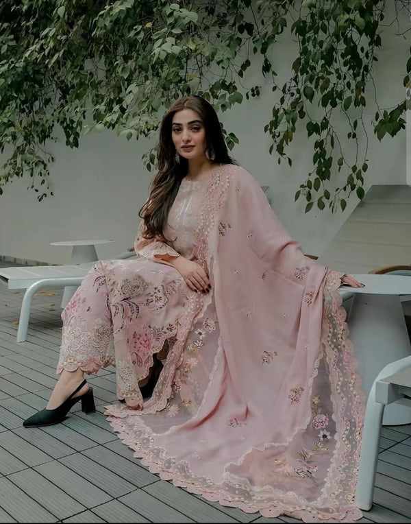 Aneelas 3 PC Lawn Embroidered With Lawn Embroidered Ready to Wear Dupatta