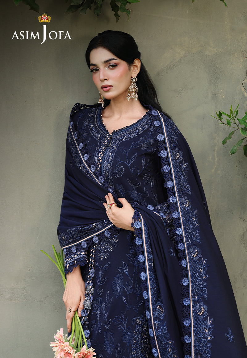 ASIM JOFA WINTER EMBROIDERED 3 PC SUIT WITH EMBROIDERED SHAWL