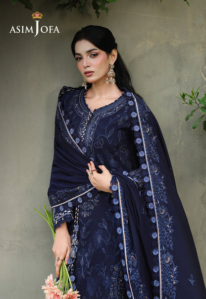 ASIM JOFA WINTER EMBROIDERED 3 PC SUIT WITH EMBROIDERED SHAWL