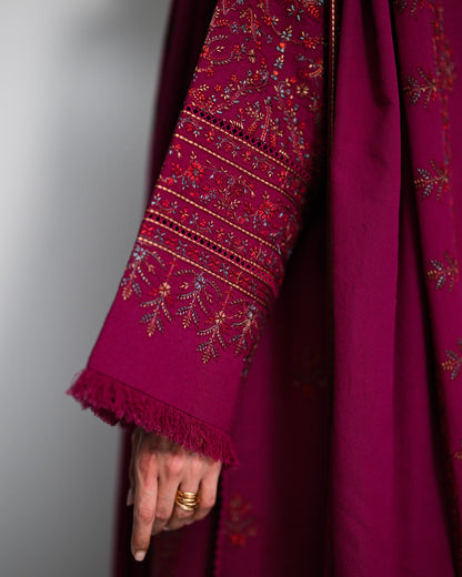 ZAIB WINTER EMBROIDERED 3 PC SUIT WITH EMBROIDERED SHAWL