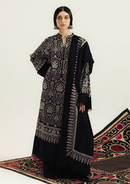 ZARA SHAH JHAN WINTER EMBROIDERED 3 PC SUIT WITH EMBROIDERED SHAWL