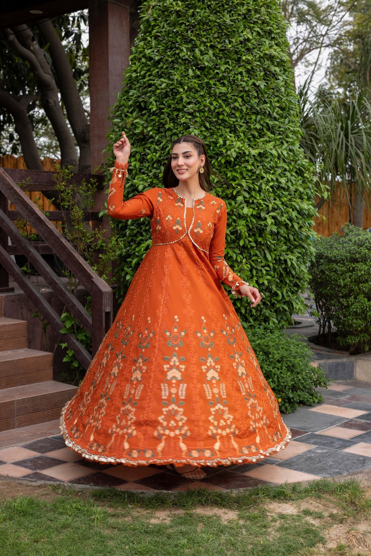 ANEELA'S LAWN HEAVEY EMBROIDERED 3 PC FROCK WITH EMBROIDERED DUPATTA