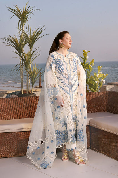 ANEELA'S LAWN EMBROIDERED 3 PC WITH EMBROIDERED DUPATTA
