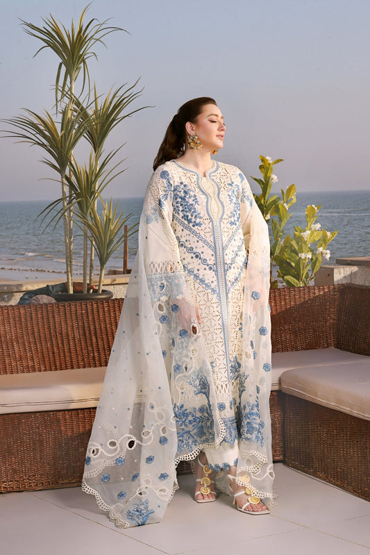 ANEELA'S LAWN EMBROIDERED 3 PC WITH EMBROIDERED DUPATTA