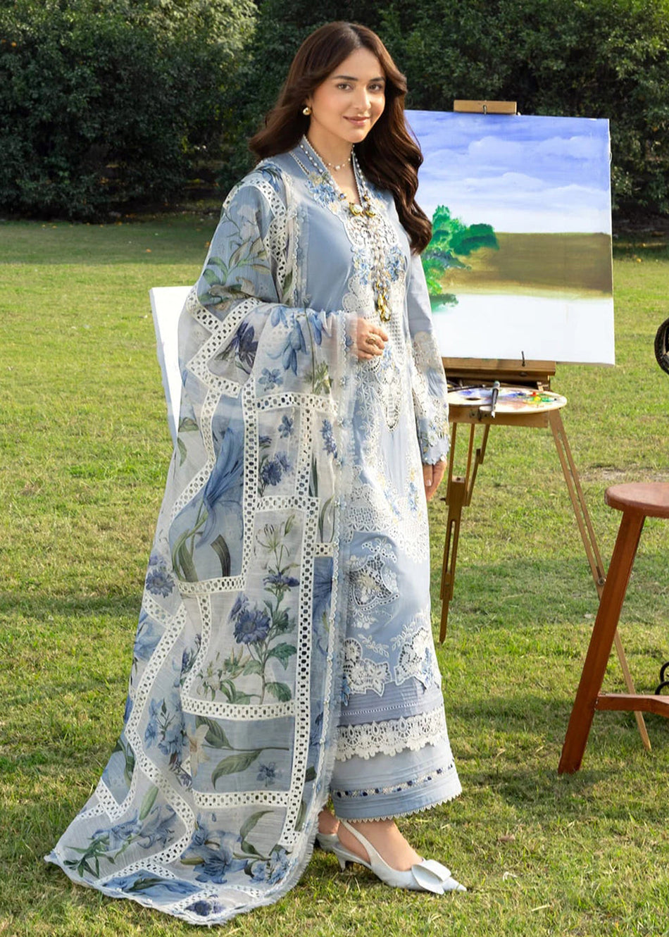 ELAF LUXURY LAWN 3 PC WITH EMBROIDERED DUAPPTA