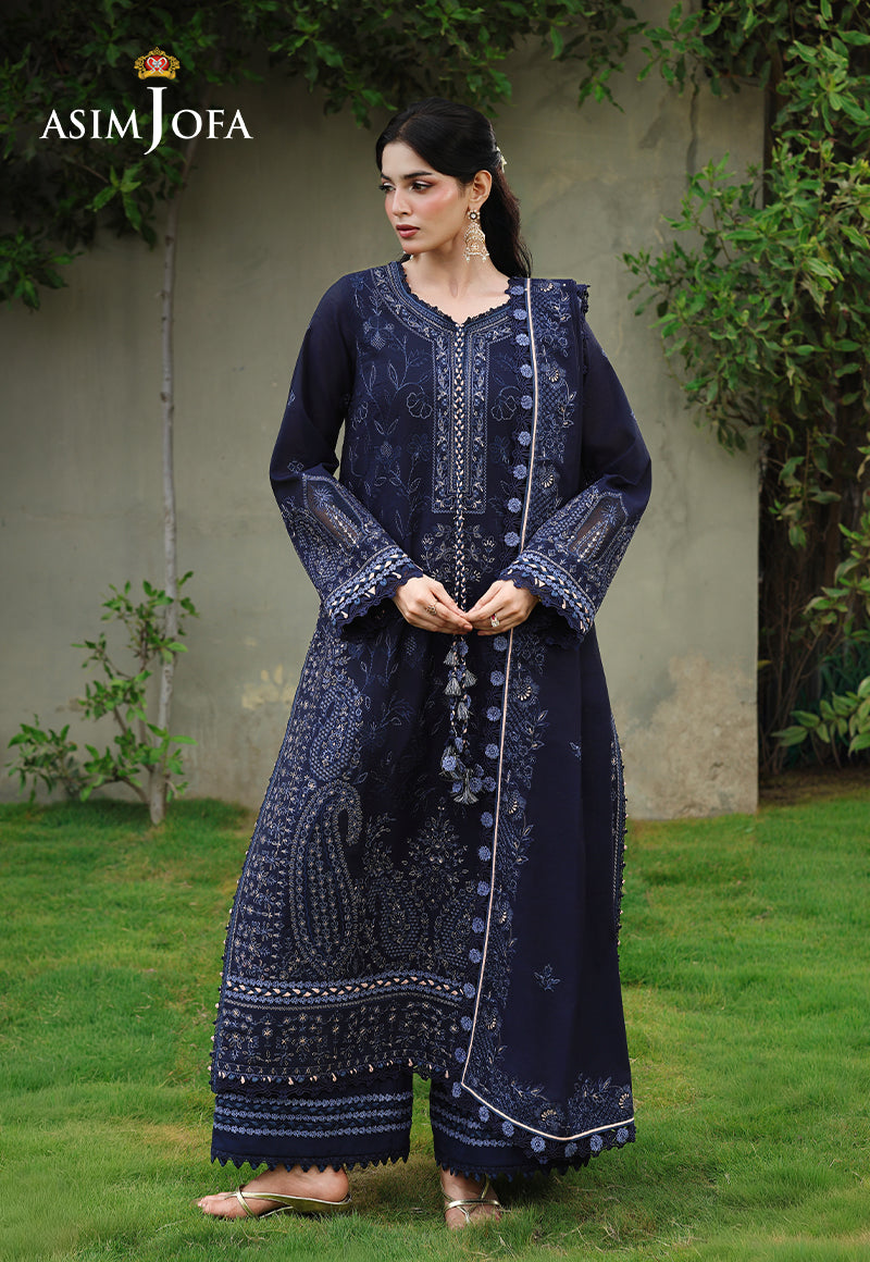 ASIM JOFA WINTER EMBROIDERED 3 PC SUIT WITH EMBROIDERED SHAWL