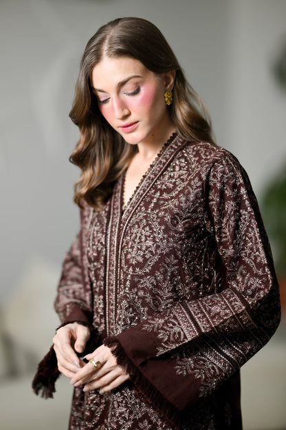 ZAIB LUXURY WINTER KARANDI  EMBROIDERED 3 PC SUIT WITH EMBR SHAWL