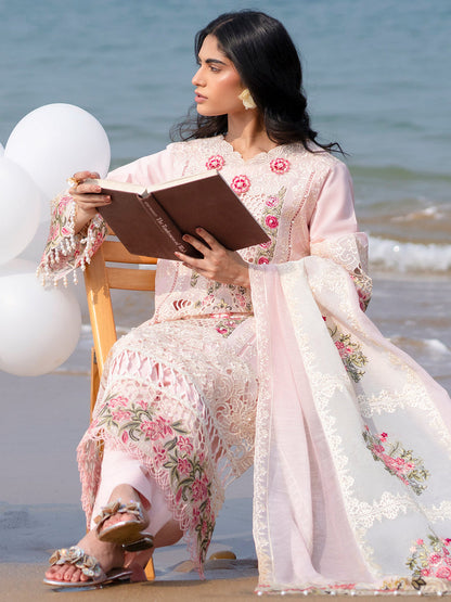 MAHNUR LAWN 3 PC LASER WORK EMBROIDERED SHIRT WITH EMBROIDERED DUPATTA