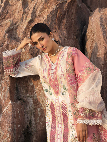 MAHNUR LAWN CHIKAN HEAVY EMBROIDERED 3 PC WITH EMBROIDERED DUPATTA