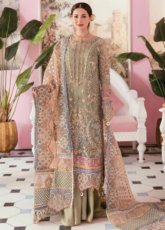 ELAF LUXURY EMBROIDERED ORGANZA 3 PC SUIT WITH EMBROIDERED DUPPATA
