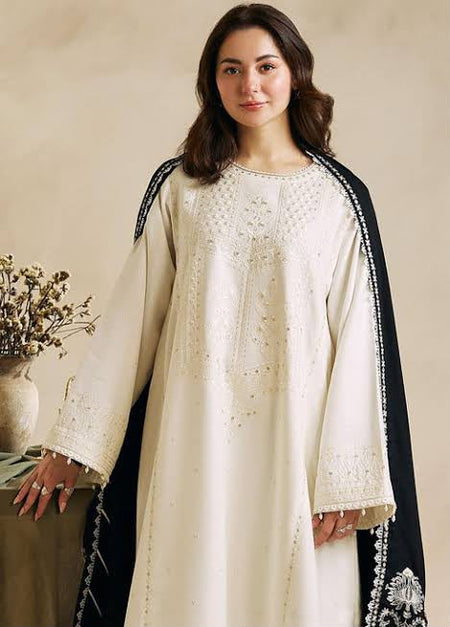 ZARA SHAH JHAN WINTER EMBROIDERED 3 PC SUIT WITH EMBROIDERED SHAWL