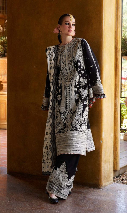 HUSSAIN REHAR LAWN HEAVEY EMBROIDERED 3 PC WITH EMBROIDERED BACK
