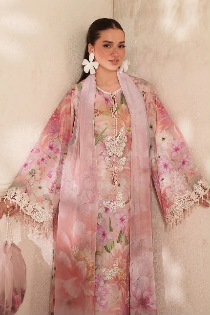BAROQUE LAWN EMBROIDERED 3 PC SUIT WITH EMBROIDERED READY DUPATA