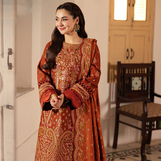 ASIM JOFA LUXURY WINTER EMBROIDERED 3 PC SUIT WITH EMBROIDERED SHAWL