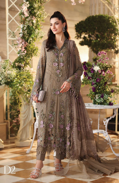 MARIA B LUXURY CHIFFON EMBROIDERED 3 PC SUIT WITH EMBROIDERED DUPPATA