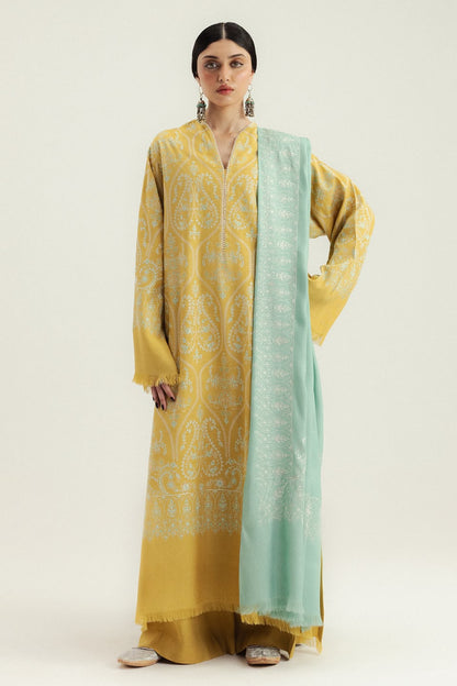 ZARA SHAH JHAN PREMIUM WINTER EMBROIDERED 3 PC SUIT WITH SOFT SHAWL