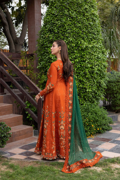 ANEELA'S LAWN HEAVEY EMBROIDERED 3 PC FROCK WITH EMBROIDERED DUPATTA