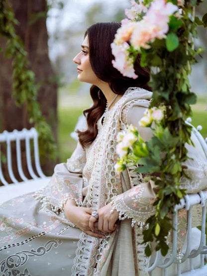 BIN ILYAS LUXURY LAWN EMBROIDERED 3 PC WITH EMBROIDERED DUAPPTA