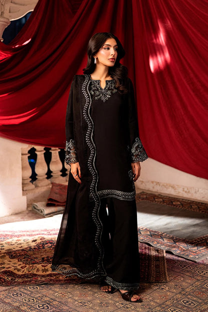 AZURE CHIFFON EMBROIDERED 3 PC SUIT WITH READY EMBROIDERED DUPPATA